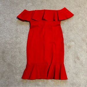 Forever 21 Elegant Red Off-Shoulder Dress